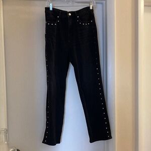 Black wash Stud-Trim Women's straight leg jeans